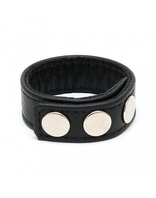 Lederen cockring met drukknopen - Erotiekvoordeel.nl