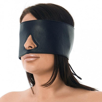 Leren blinddoek met uitsparing voor neus - zwart - Erotiekvoordeel.nl