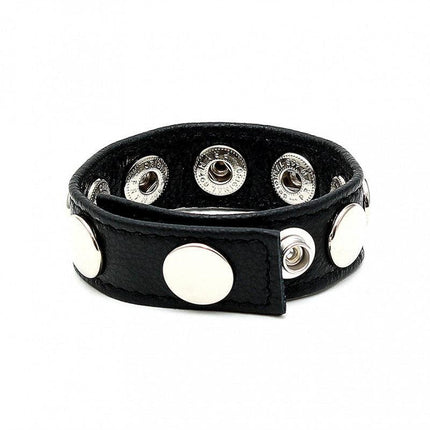 Leren cockring / penis strap versierd met metalen studs - verstelbaar - Erotiekvoordeel.nl