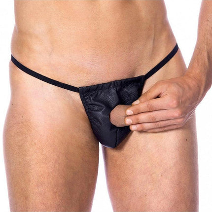 Leren herenslip met gat voor penis - Erotiekvoordeel.nl