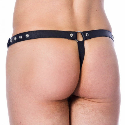 Leren herenslip versierd met nieten - Erotiekvoordeel.nl