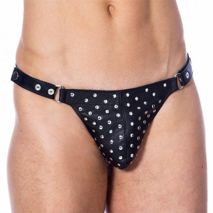 Leren herenslip versierd met nieten - Erotiekvoordeel.nl