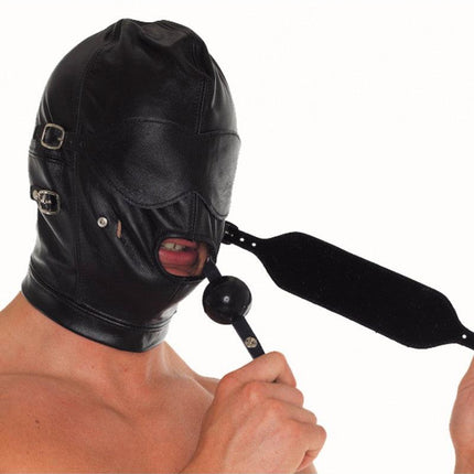 Leren masker met afneembare gag en oogdelen - Erotiekvoordeel.nl