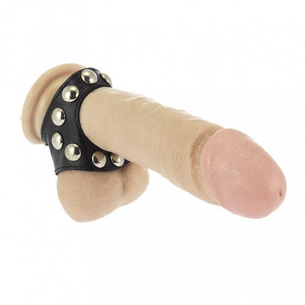 Leren penis ring verstelbaar met drukkers - zwart - Erotiekvoordeel.nl