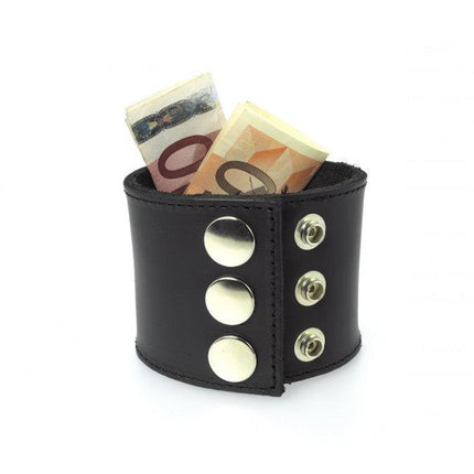Leren polsband 5 cm breed met geldvak - Erotiekvoordeel.nl