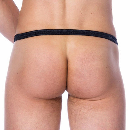Leren slip met verwisselbare metalen cockring van 50 mm - Erotiekvoordeel.nl