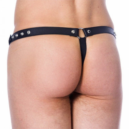 Leren string voor heren met opening voor de penis - Erotiekvoordeel.nl