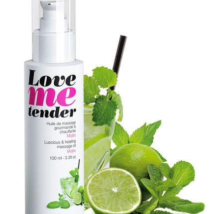 Love me Tender verwarmende Massageolie - Mojito - Erotiekvoordeel.nl
