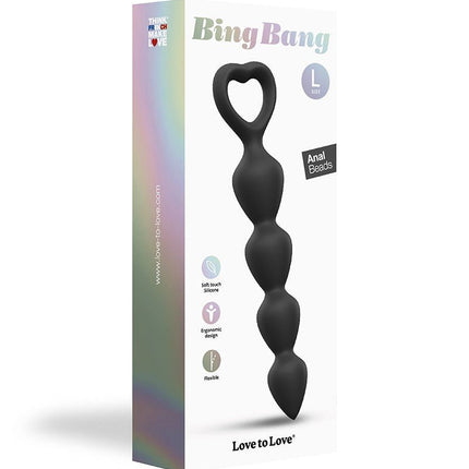 Love to Love Anaal Ketting met Hartvormig Handvat BING BANG - zwart - maat L - Erotiekvoordeel.nl