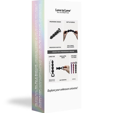 Love to Love Anaal Ketting met Hartvormig Handvat BING BANG - zwart - maat L - Erotiekvoordeel.nl