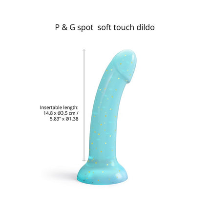 Love to Love - Dildo - Dildoll Nightfall - Buigbaar - Siliconen - Blauw Met Gouden Glitterende Sterren-Erotiekvoordeel.nl