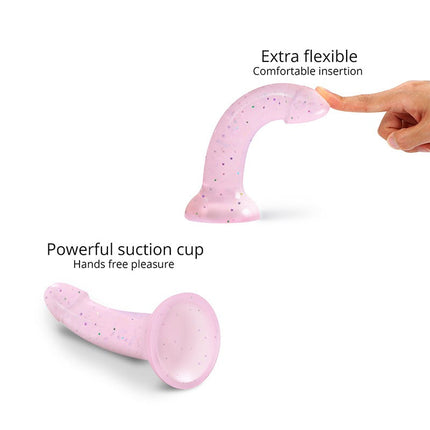 Love to Love - Dildo - Dildoll Starlight - Buigbaar - Siliconen - Met Gouden Glitterende Sterren - Roze-Erotiekvoordeel.nl