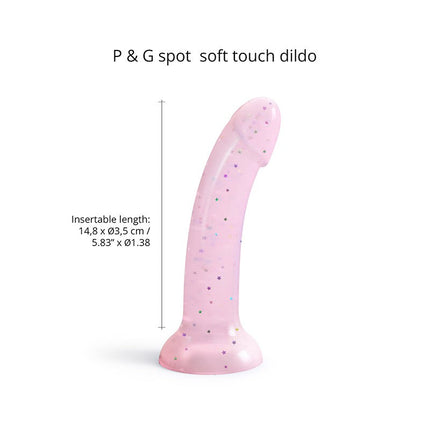 Love to Love - Dildo - Dildoll Starlight - Buigbaar - Siliconen - Met Gouden Glitterende Sterren - Roze-Erotiekvoordeel.nl
