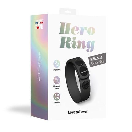 Love to Love Hero Verstelbare Siliconen Cockring - zwart - Erotiekvoordeel.nl