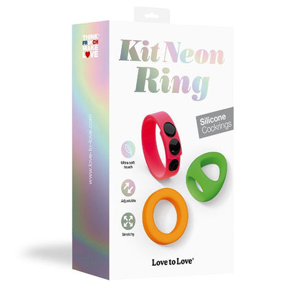 Love to Love Neon Ring Kit Set van 3 Cockringen - Erotiekvoordeel.nl
