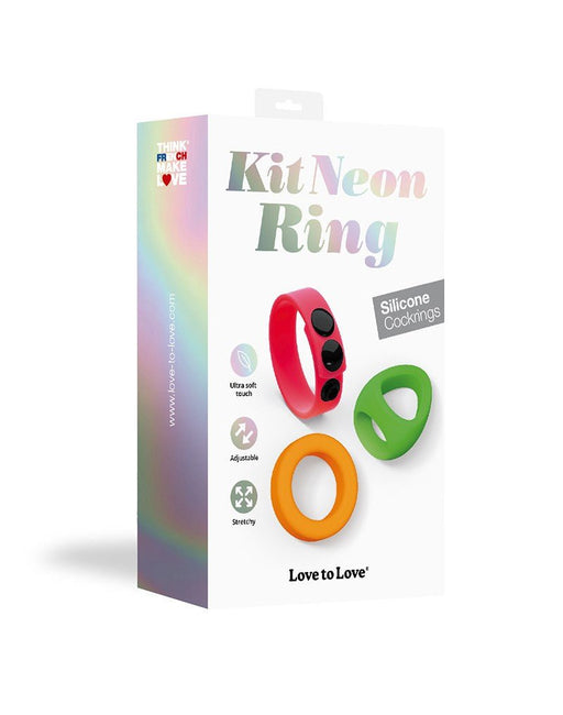 Love to Love Neon Ring Kit Set van 3 Cockringen - Erotiekvoordeel.nl