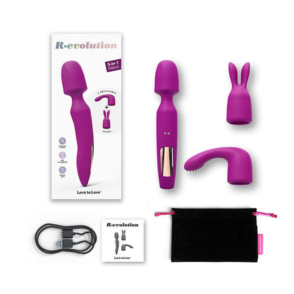 Love to Love R-Evolution Wand Vibrator Set met 2 verwisselbare opzetstukken - roze-Erotiekvoordeel.nl