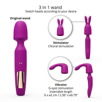 Love to Love R-Evolution Wand Vibrator Set met 2 verwisselbare opzetstukken - roze-Erotiekvoordeel.nl