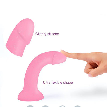 Love to Love Siliconen Dildo GLITZY - roze glitters-Erotiekvoordeel.nl