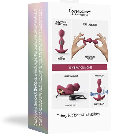 Love to Love Twinny Bud Buigbare Vibrerende Buttplug - roze - Erotiekvoordeel.nl