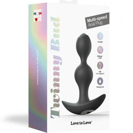 Love to Love Twinny Bud Buigbare Vibrerende Buttplug - zwart - Erotiekvoordeel.nl