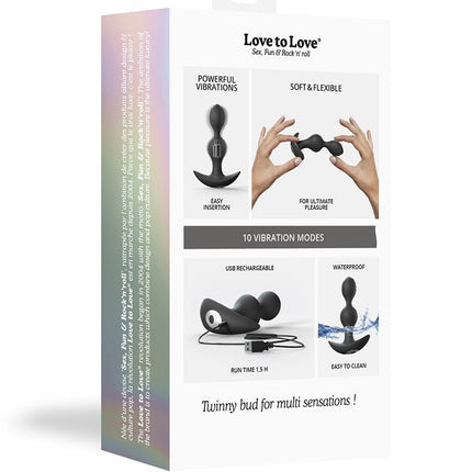 Love to Love Twinny Bud Buigbare Vibrerende Buttplug - zwart - Erotiekvoordeel.nl