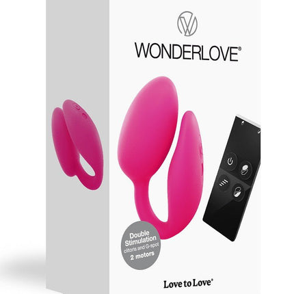 Love to Love Wonderlove Partnervibrator met 2 motoren en afstandsbediening - roze - Erotiekvoordeel.nl