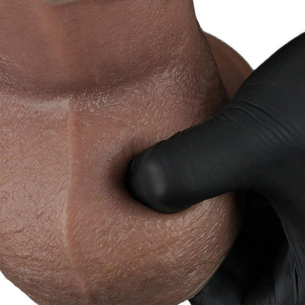 LoveToy - Dildo - Dubbellaagse Siliconen Dildo XXL - Lengte 24.6 cm - Diameter 7 cm - Bruin-Erotiekvoordeel.nl