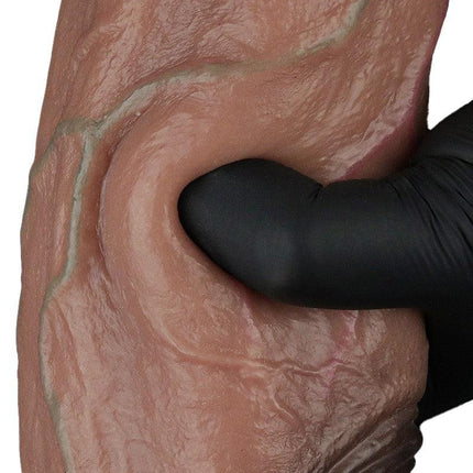 LoveToy - Dildo - Dubbellaagse Siliconen Dildo XXL - Lengte 28 cm - Diameter 7.4 cm - Bruin-Erotiekvoordeel.nl
