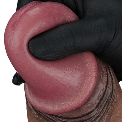LoveToy - Dildo - Dubbellaagse Siliconen Dildo XXL - Lengte 28 cm - Diameter 7.4 cm - Bruin-Erotiekvoordeel.nl