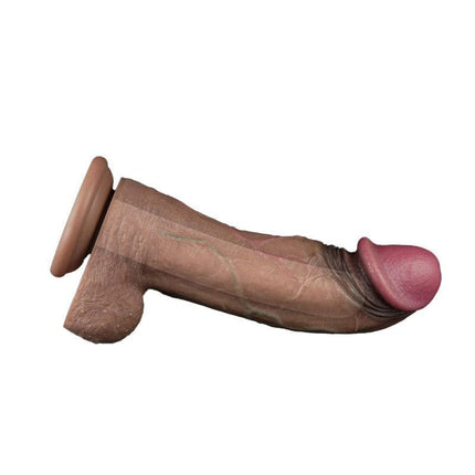 LoveToy - Dildo - Dubbellaagse Siliconen Dildo XXL - Lengte 28 cm - Diameter 7.4 cm - Bruin-Erotiekvoordeel.nl