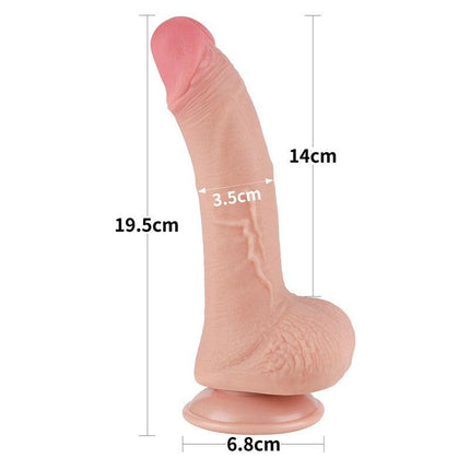 LoveToy - Dildo - Glijdende Huid Dildo - Dubbellaags Dildo - Lengte 19.5 cm - Diameter 3.5 cm - Lichte huidskleur-Erotiekvoordeel.nl