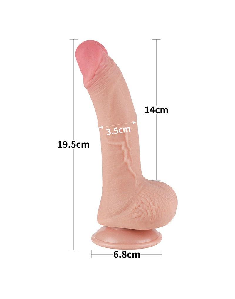 LoveToy - Dildo - Glijdende Huid Dildo - Dubbellaags Dildo - Lengte 19.5 cm - Diameter 3.5 cm - Lichte huidskleur-Erotiekvoordeel.nl