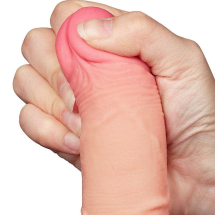 LoveToy - Dildo - Glijdende Huid Dildo - Dubbellaags Dildo - Lengte 19.5 cm - Diameter 3.5 cm - Lichte huidskleur-Erotiekvoordeel.nl