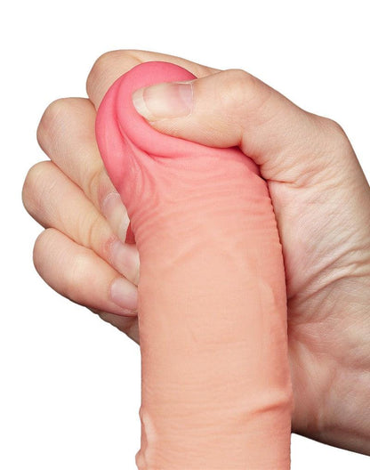 LoveToy - Dildo - Glijdende Huid Dildo - Dubbellaags Dildo - Lengte 19.5 cm - Diameter 3.5 cm - Lichte huidskleur-Erotiekvoordeel.nl