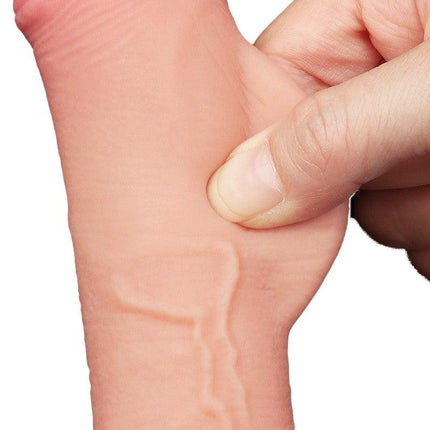 LoveToy - Dildo - Glijdende Huid Dildo - Dubbellaags Dildo - Lengte 19.5 cm - Diameter 3.5 cm - Lichte huidskleur-Erotiekvoordeel.nl