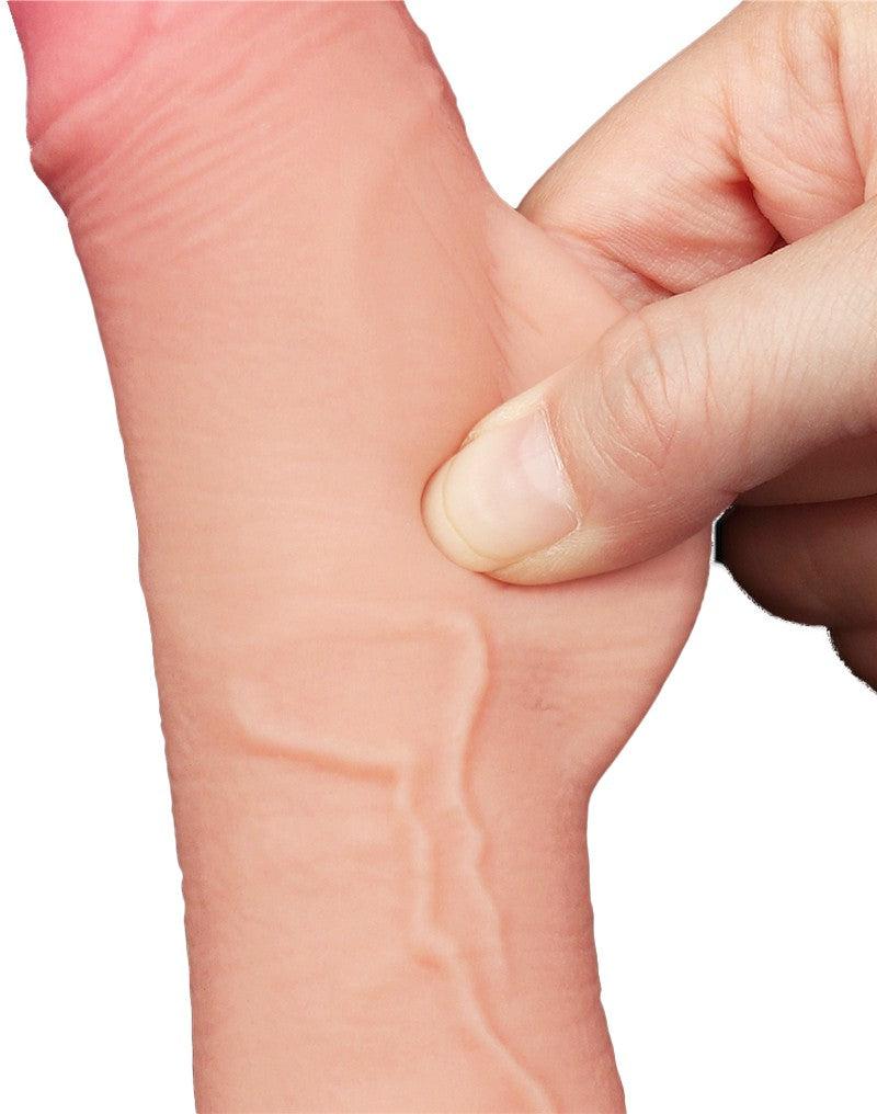 LoveToy - Dildo - Glijdende Huid Dildo - Dubbellaags Dildo - Lengte 19.5 cm - Diameter 3.5 cm - Lichte huidskleur-Erotiekvoordeel.nl
