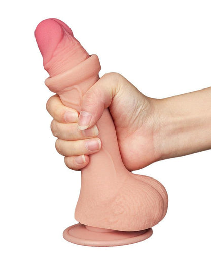 LoveToy - Dildo - Glijdende Huid Dildo - Dubbellaags Dildo - Lengte 19.5 cm - Diameter 3.5 cm - Lichte huidskleur-Erotiekvoordeel.nl
