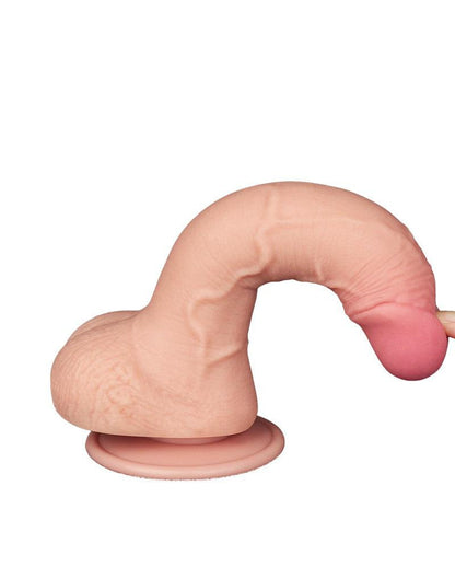 LoveToy - Dildo - Glijdende Huid Dildo - Dubbellaags Dildo - Lengte 19.5 cm - Diameter 3.5 cm - Lichte huidskleur-Erotiekvoordeel.nl