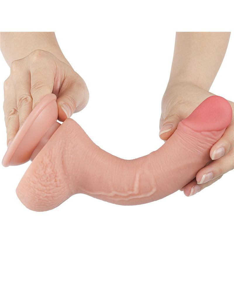 LoveToy - Dildo - Glijdende Huid Dildo - Dubbellaags Dildo - Lengte 19.5 cm - Diameter 3.5 cm - Lichte huidskleur-Erotiekvoordeel.nl