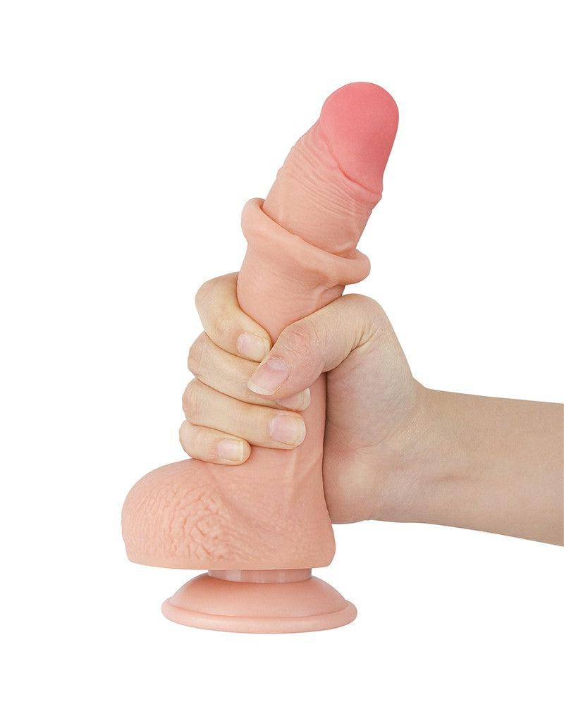 LoveToy - Dildo - Glijdende Huid Dildo - Dubbellaags Dildo - Lengte 19.5 cm - Diameter 3.5 cm - Lichte huidskleur-Erotiekvoordeel.nl