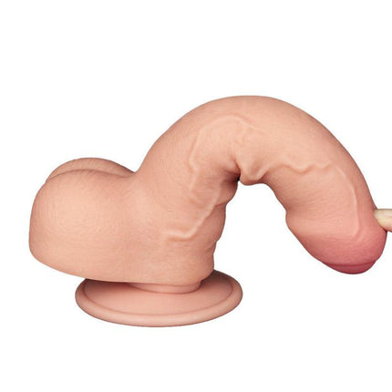 LoveToy - Dildo - Glijdende huid Dildo - Dubbellaagse Dildo - Lengte 18.3 cm - Diameter 3.5 cm - Lichte Huidskleur-Erotiekvoordeel.nl