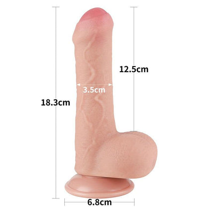LoveToy - Dildo - Glijdende huid Dildo - Dubbellaagse Dildo - Lengte 18.3 cm - Diameter 3.5 cm - Lichte Huidskleur-Erotiekvoordeel.nl