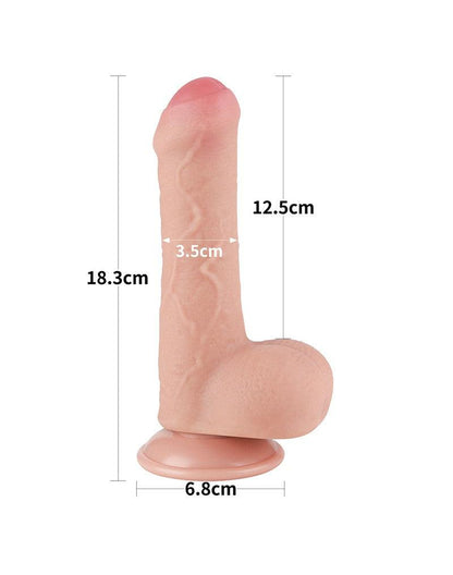 LoveToy - Dildo - Glijdende huid Dildo - Dubbellaagse Dildo - Lengte 18.3 cm - Diameter 3.5 cm - Lichte Huidskleur-Erotiekvoordeel.nl