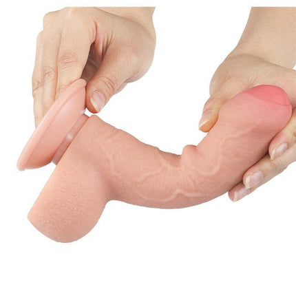 LoveToy - Dildo - Glijdende huid Dildo - Dubbellaagse Dildo - Lengte 18.3 cm - Diameter 3.5 cm - Lichte Huidskleur-Erotiekvoordeel.nl