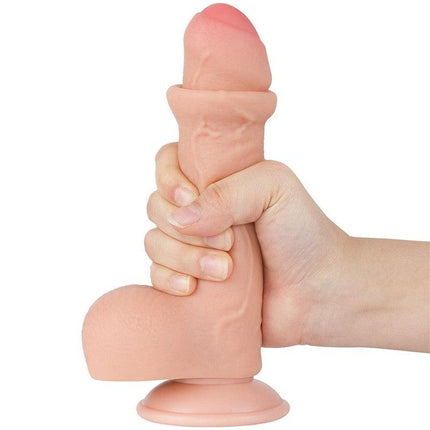 LoveToy - Dildo - Glijdende huid Dildo - Dubbellaagse Dildo - Lengte 18.3 cm - Diameter 3.5 cm - Lichte Huidskleur-Erotiekvoordeel.nl