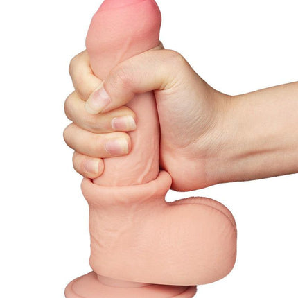LoveToy - Dildo - Glijdende huid Dildo - Dubbellaagse Dildo - Lengte 18.3 cm - Diameter 3.5 cm - Lichte Huidskleur-Erotiekvoordeel.nl
