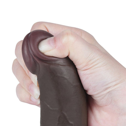 LoveToy - Dildo Met Sliding Skin Technologie - 19,5 cm x Ø 3,6 cm - Zwart-Erotiekvoordeel.nl