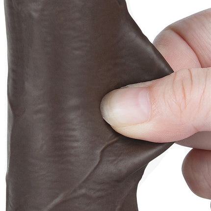 LoveToy - Dildo Met Sliding Skin Technologie - 19,5 cm x Ø 3,6 cm - Zwart-Erotiekvoordeel.nl
