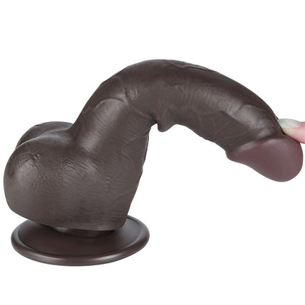 LoveToy - Dildo Met Sliding Skin Technologie - 19,5 cm x Ø 3,6 cm - Zwart-Erotiekvoordeel.nl
